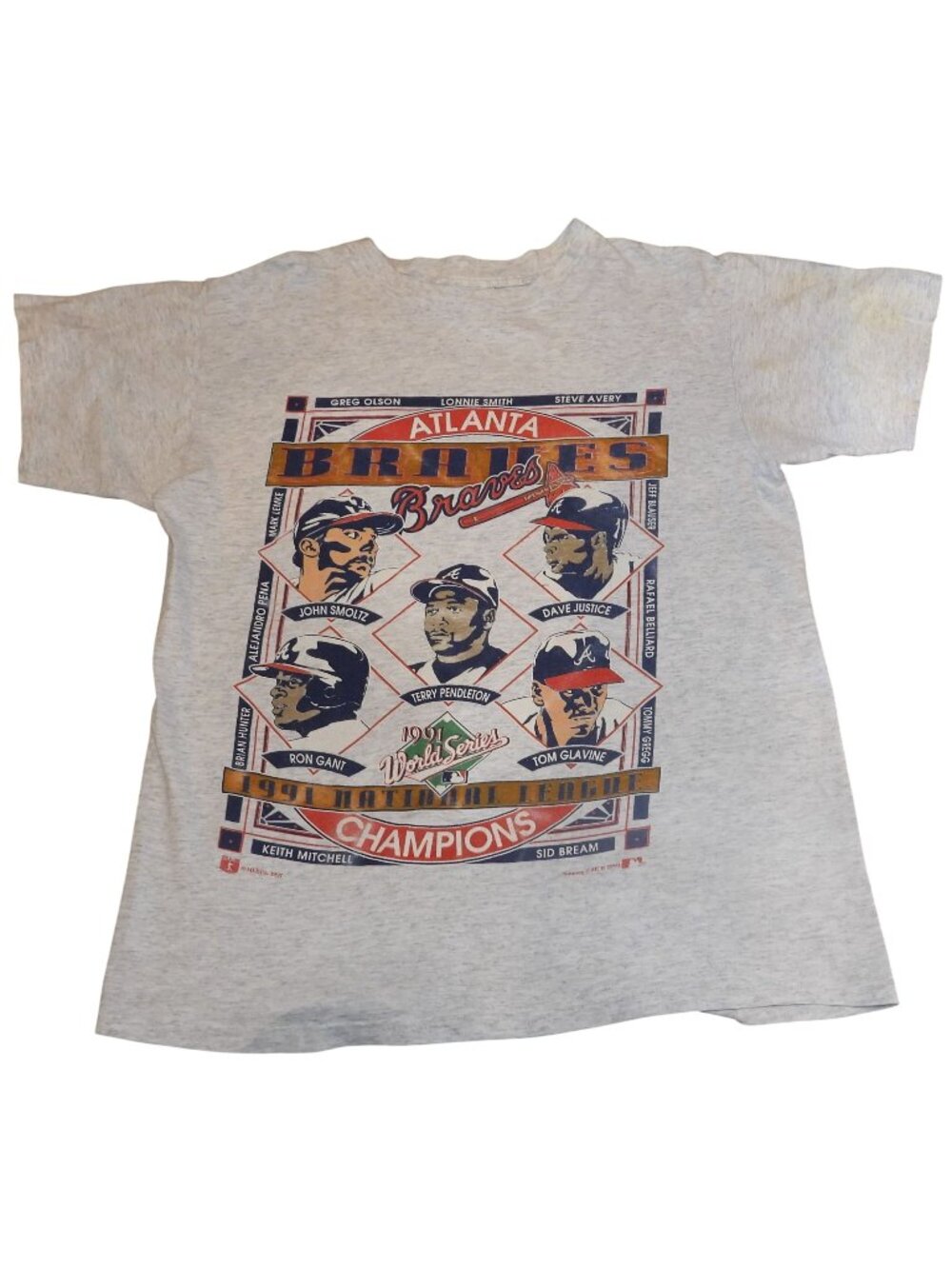 Vintage 1991 Atlanta Braves National League Champions Nutmeg T-Shirt Large